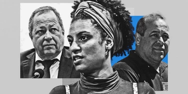 Montagem com a imagem de Marielle ao centro e integrantes da família Brazão. Montagem com a imagem de Marielle ao centro e integrantes da família Brazão.