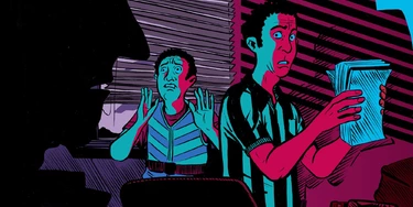 Ilustração reconstitui abordagem policial ao mototaxista Evandro Alves da Silva durante Operação Escudo na Baixada Santista. Ilustração reconstitui abordagem policial ao mototaxista Evandro Alves da Silva durante Operação Escudo na Baixada Santista.