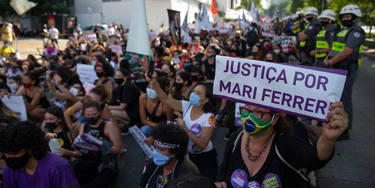 Manifestação por justiça no caso Mari Ferrer, organizado por entidades feministas em São Paulo em novembro de 2020, logo após a publicação da nossa primeira reportagem sobre o caso.