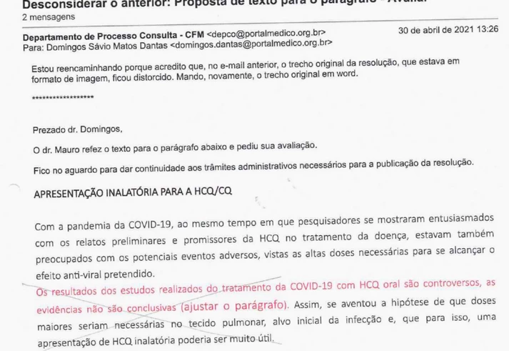 Presidente do CFM editou resolução para esconder falta de evidências sobre cloroquina inalatória