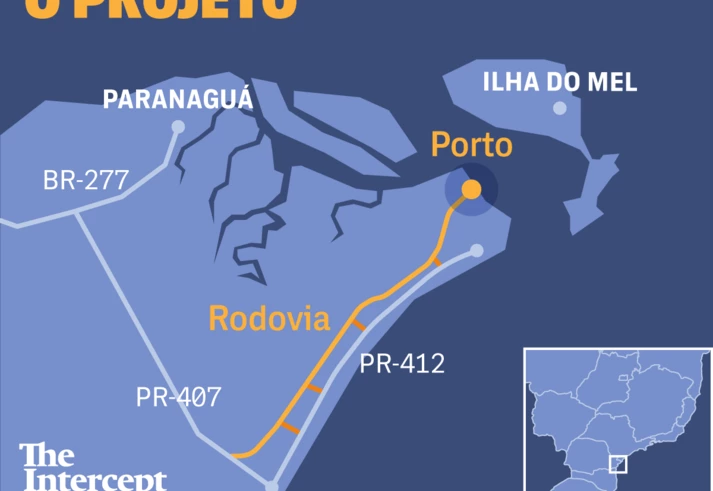 Ratinho Junior quer gastar R$ 309 milhões em estrada sob medida para porto privado ao lado da Ilha do Mel