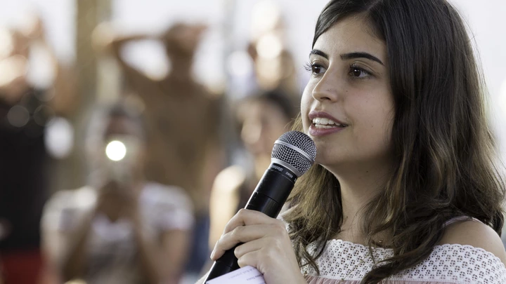 A deputada Tabata Amaral (PDT) fala em evento sobre combate às drogas em comunidade da zona sul de São Paulo. A deputada Tabata Amaral (PDT) fala em evento sobre combate às drogas em comunidade da zona sul de São Paulo.