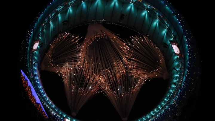 The Olympic Rings are made by fireworks during the opening ceremony of the Rio 2016 Olympic Games at the Maracana stadium in Rio de Janeiro on August 5, 2016. / AFP / Odd ANDERSEN        (Photo credit should read ODD ANDERSEN/AFP/Getty Images) The Olympic Rings are made by fireworks during the opening ceremony of the Rio 2016 Olympic Games at the Maracana stadium in Rio de Janeiro on August 5, 2016. / AFP / Odd ANDERSEN        (Photo credit should read ODD ANDERSEN/AFP/Getty Images)