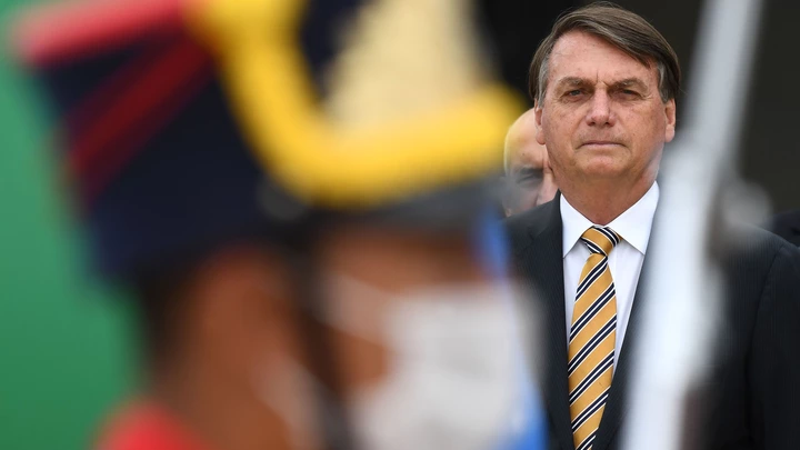 Brazilian President Jair Bolsonaro attends the National Flag Day celebration at Planalto Palace in Brasilia, on November 19, 2020. (Photo by EVARISTO SA / AFP) (Photo by EVARISTO SA/AFP via Getty Images)