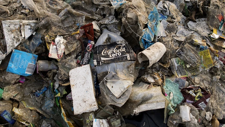 This photo taken on May 19, 2018 shows plastic waste on a garbage-filled beach on the Freedom island critical habitat and ecotourism area near Manila. (Photo by NOEL CELIS / AFP) (Photo credit should read NOEL CELIS/AFP/Getty Images)