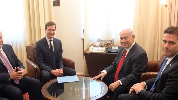 JERUSALEM - JUNE 21 : (----EDITORIAL USE ONLY  MANDATORY CREDIT - " GPO / AMOS BEN GERSHOM / HANDOUT" - NO MARKETING NO ADVERTISING CAMPAIGNS - DISTRIBUTED AS A SERVICE TO CLIENTS----) Israel's Prime Minister Benjamin Netanyahu (2nd R) meets with Jared Kushner (3rd L) in Jerusalem on June 21, 2017. (Photo by Handout / Amos Ben Gershom / GPO/Anadolu Agency/Getty Images) JERUSALEM - JUNE 21 : (----EDITORIAL USE ONLY  MANDATORY CREDIT - " GPO / AMOS BEN GERSHOM / HANDOUT" - NO MARKETING NO ADVERTISING CAMPAIGNS - DISTRIBUTED AS A SERVICE TO CLIENTS----) Israel's Prime Minister Benjamin Netanyahu (2nd R) meets with Jared Kushner (3rd L) in Jerusalem on June 21, 2017. (Photo by Handout / Amos Ben Gershom / GPO/Anadolu Agency/Getty Images)