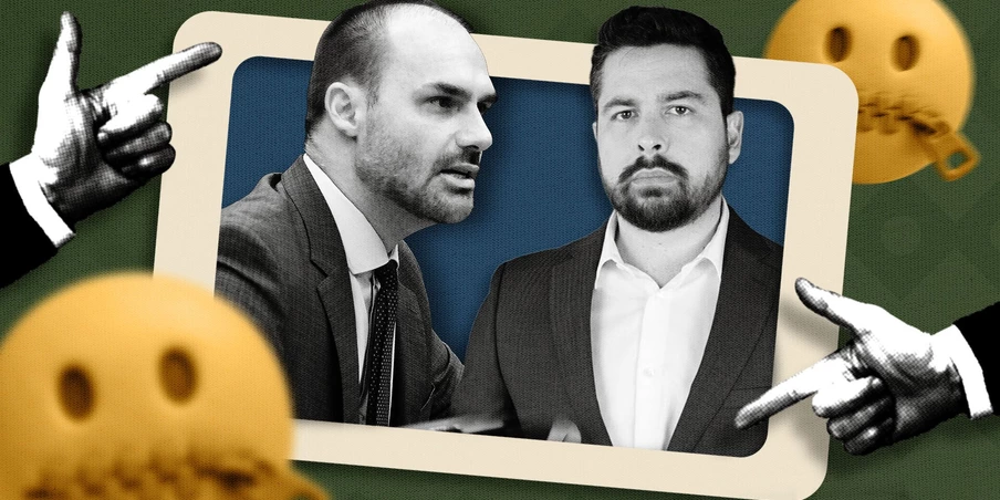 Eduardo Bolsonaro e Paulo Figueiredo posam de defensores da imprensa que sempre atacaram Eduardo Bolsonaro e Paulo Figueiredo posam de defensores da imprensa que sempre atacaram