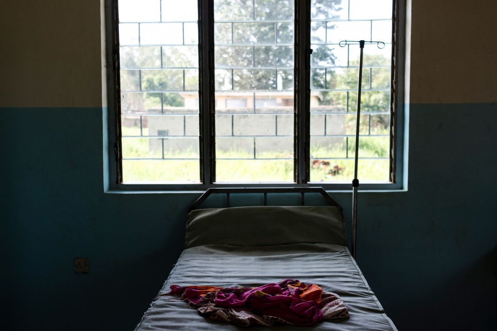 Beds for mothers to give birth on March 27, 2018 in Bobi, Uganda.